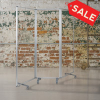 Flash Furniture BR-PTT001-3-AC-60183-GG Transparent Acrylic Mobile Partition with Lockable Casters, 72